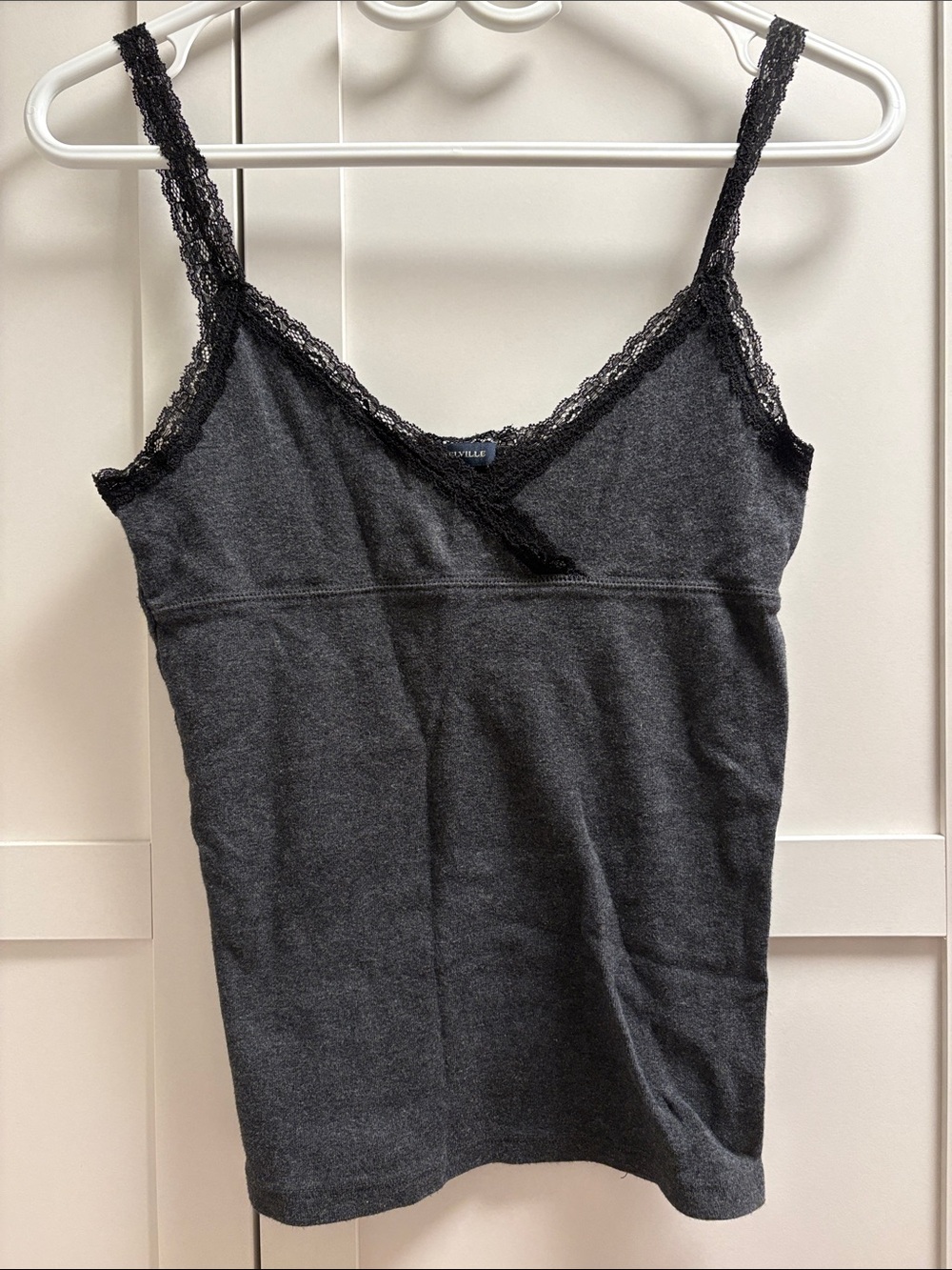 Brandy Melville Charcoal Lace Trim Cami Tank Top